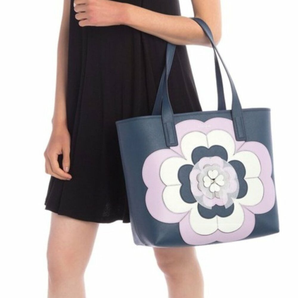 Floral Tote Bag - Blue, Pink, White